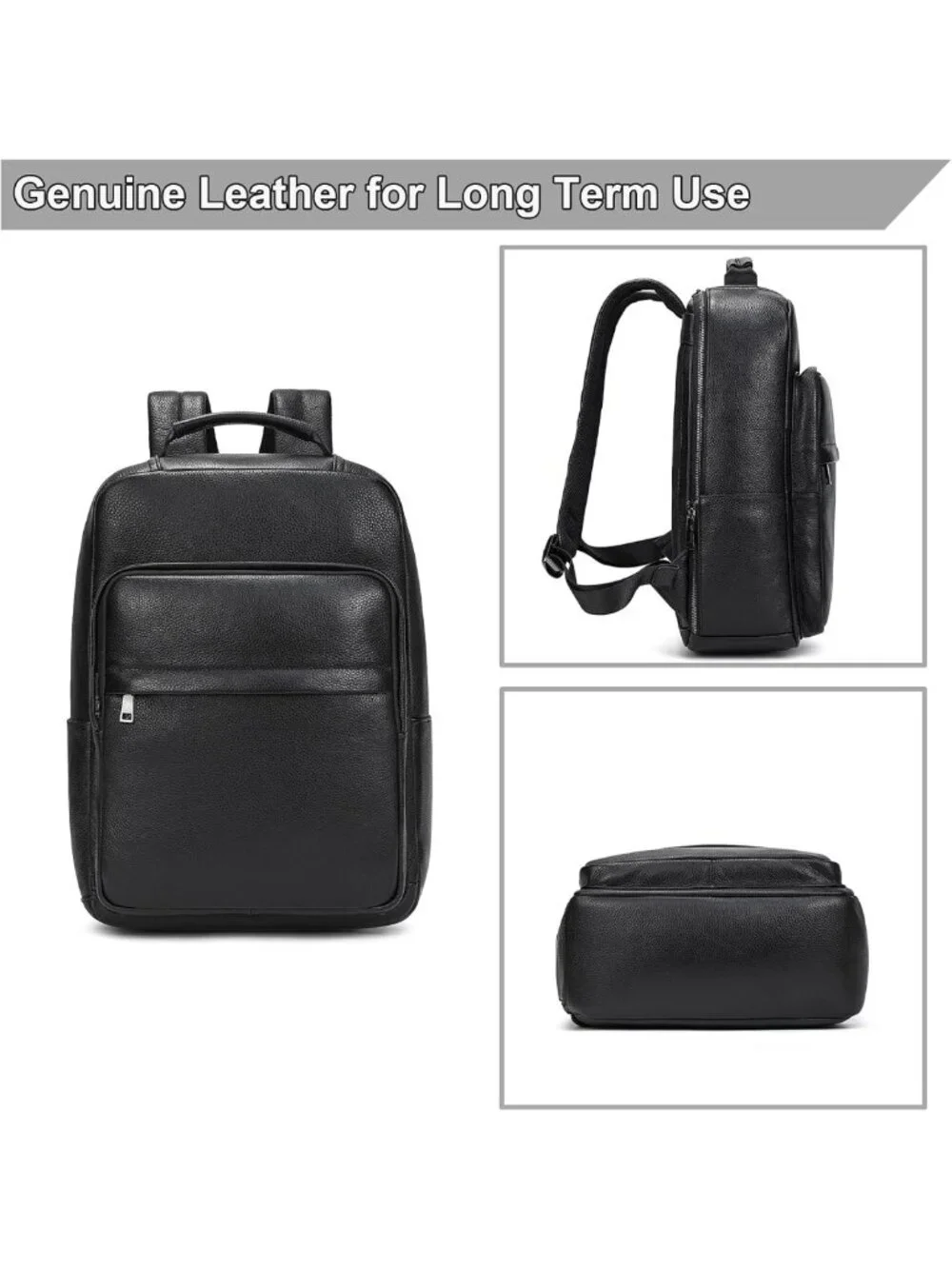 Stylish Durable Leather Backpack for 15.6